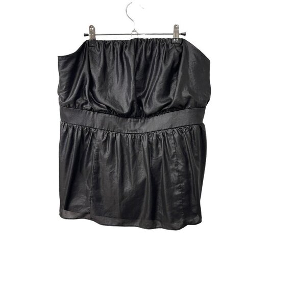 Lane Bryant Black Faux Leather Strapless Bustier Top Peplum size 20 - Picture 2 of 7